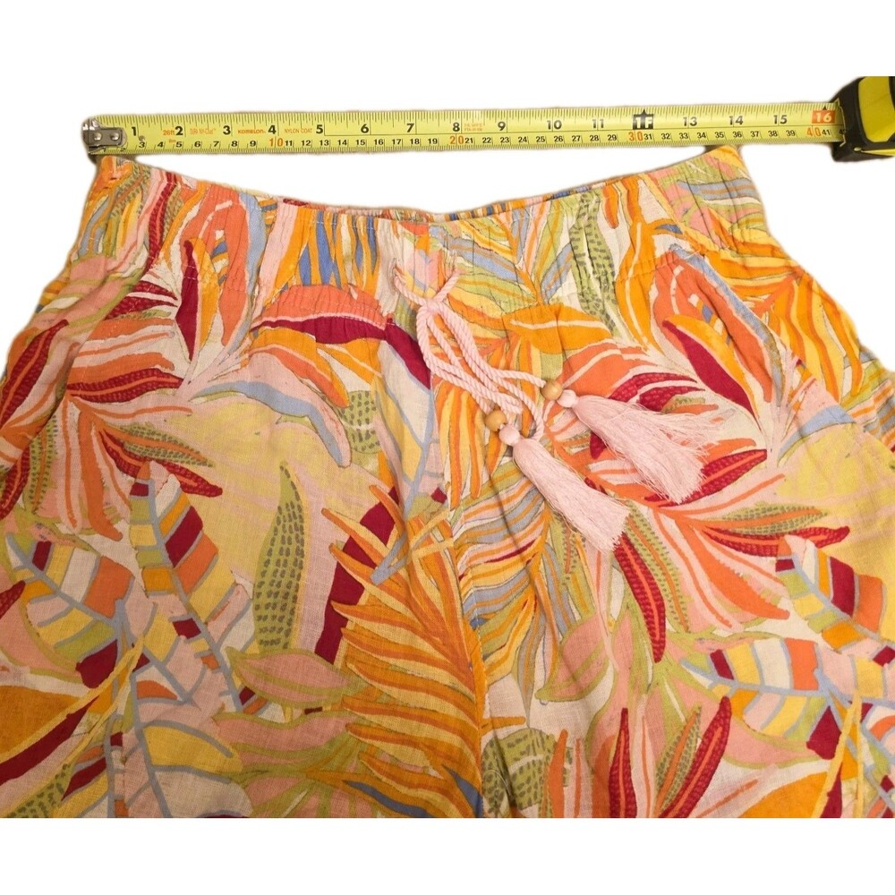 C&C California Women's Linen Wide Leg Palazzo Pants Tropical Print Size Medium - Picture 2 of 8